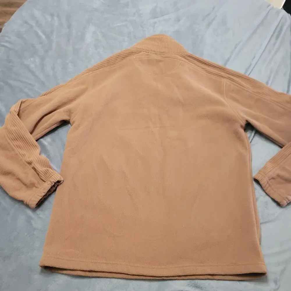 Falls Creek Quarter Zip Sweater Men Medium Brown Collared Polyester Sherpa Style